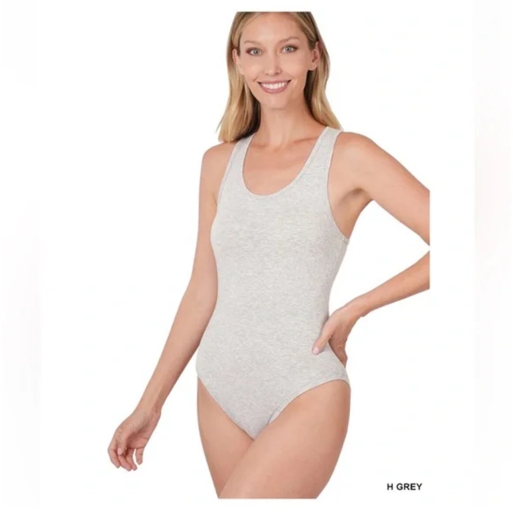 Zenana PREMIUM COTTON RACER BACK TANK BODYSUIT